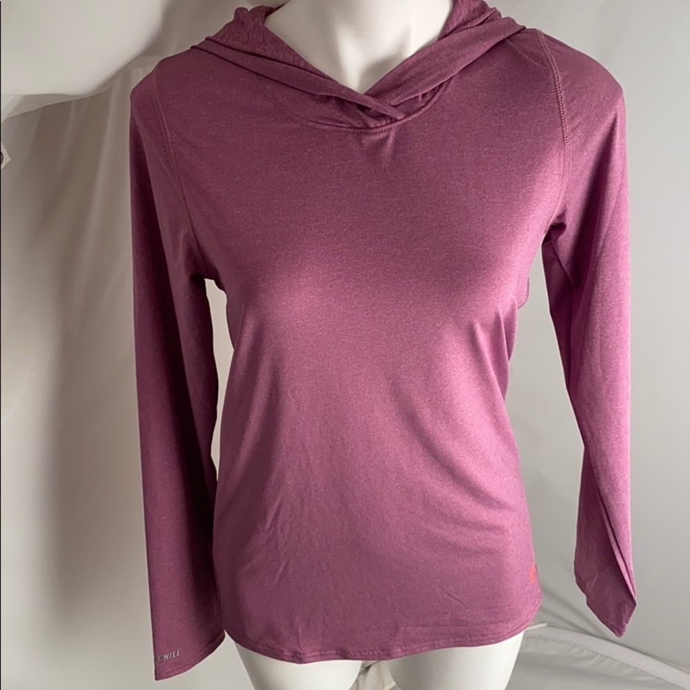 Under Armour purple heat gear hooded performance top S